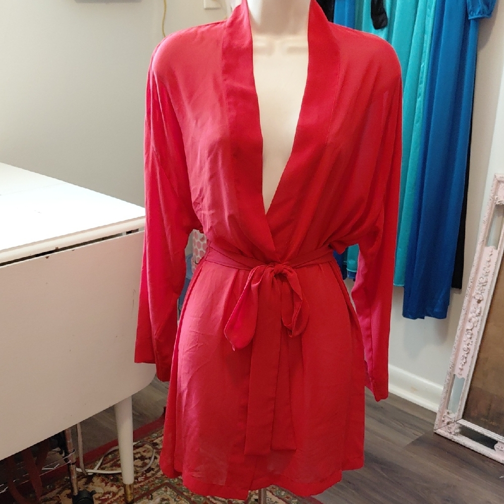 Victoria's Secret Sheer Red Robe with Belt